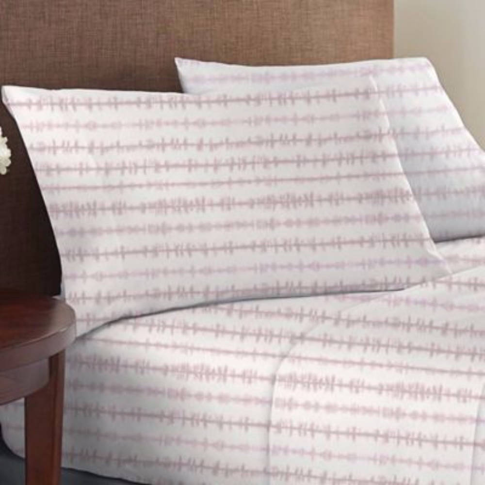 Wild Sage Brushed Cotton 225-Thread-Count Tie Dye Stripe Sheet Set in Violet